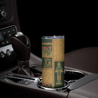 Egyptian God Osiris Skinny Tumbler Green Pharaonic Hieroglyphic Patterns
