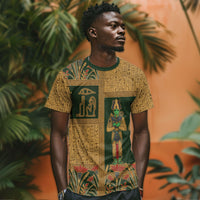 Egyptian God Osiris T shirt Green Pharaonic Hieroglyphic Patterns