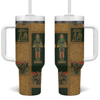 Egyptian God Osiris Tumbler With Handle Green Pharaonic Hieroglyphic Patterns