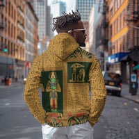 Egyptian God Osiris Zip Hoodie Green Pharaonic Hieroglyphic Patterns