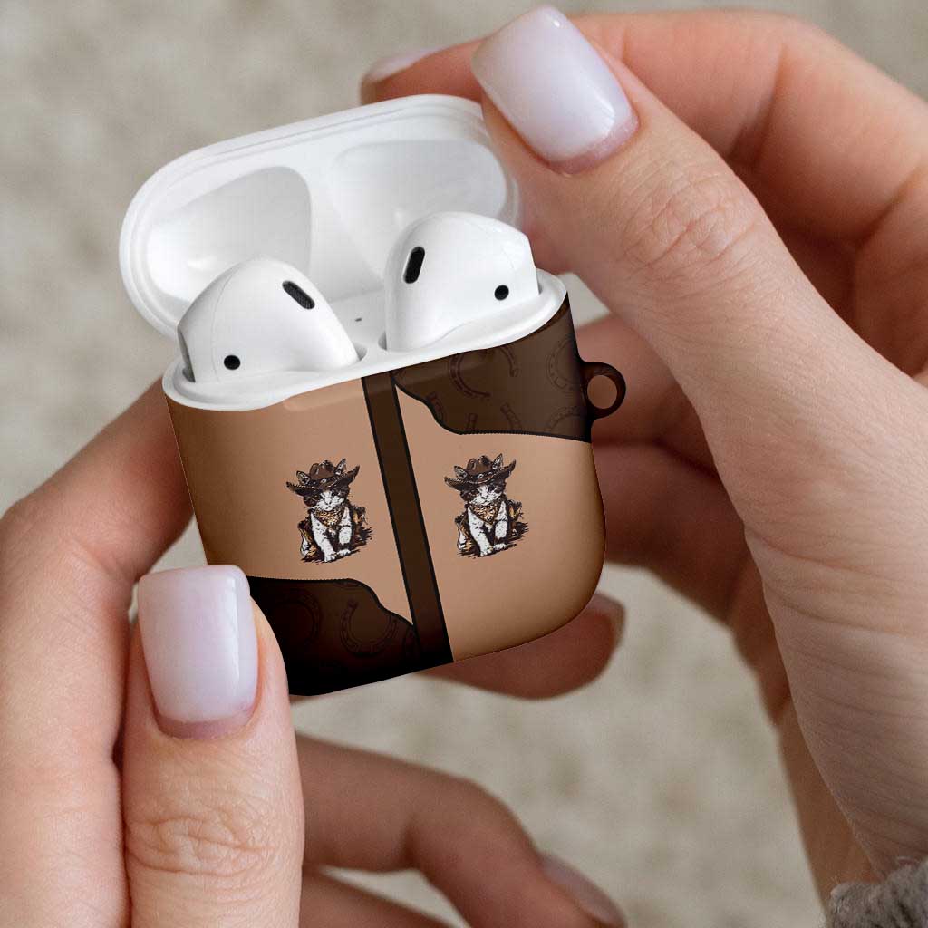 Cowcat AirPods Case Cowboy Cat Meowdy Retro Western Yoke Brown - Wonder Print Shop