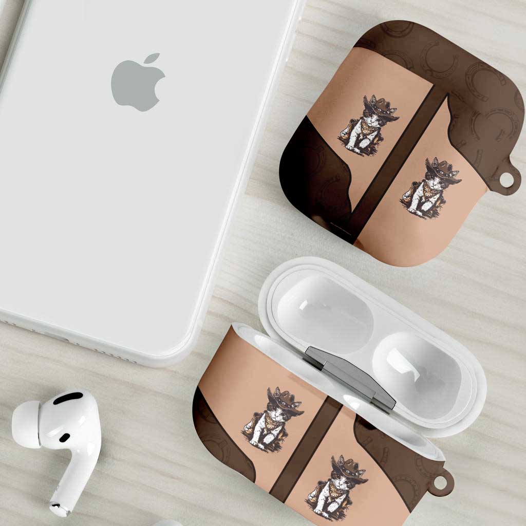 Cowcat AirPods Case Cowboy Cat Meowdy Retro Western Yoke Brown - Wonder Print Shop