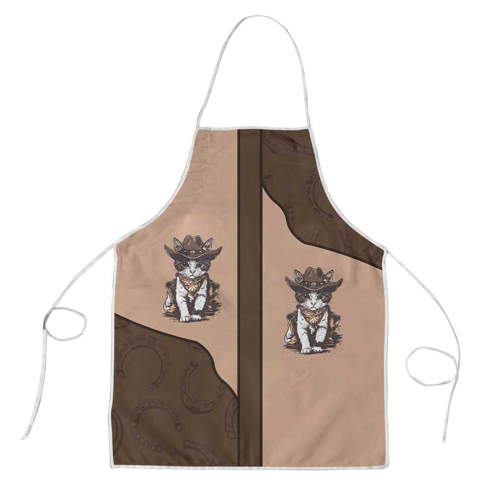 Cowcat Apron Cowboy Cat Meowdy Retro Western Yoke Brown - Wonder Print Shop