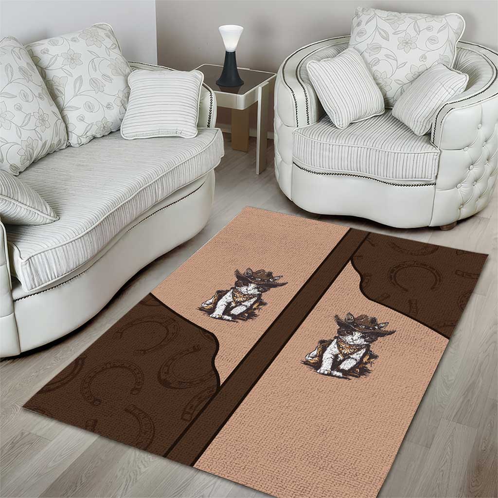Cowcat Area Rug Cowboy Cat Meowdy Retro Western Yoke Brown - Wonder Print Shop