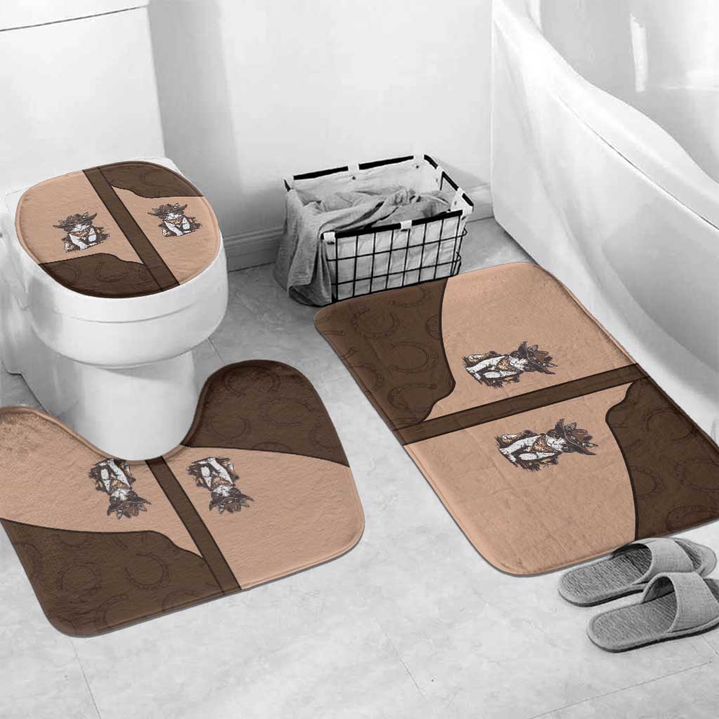 Cowcat Bathroom Set Cowboy Cat Meowdy Retro Western Yoke Brown - Wonder Print Shop