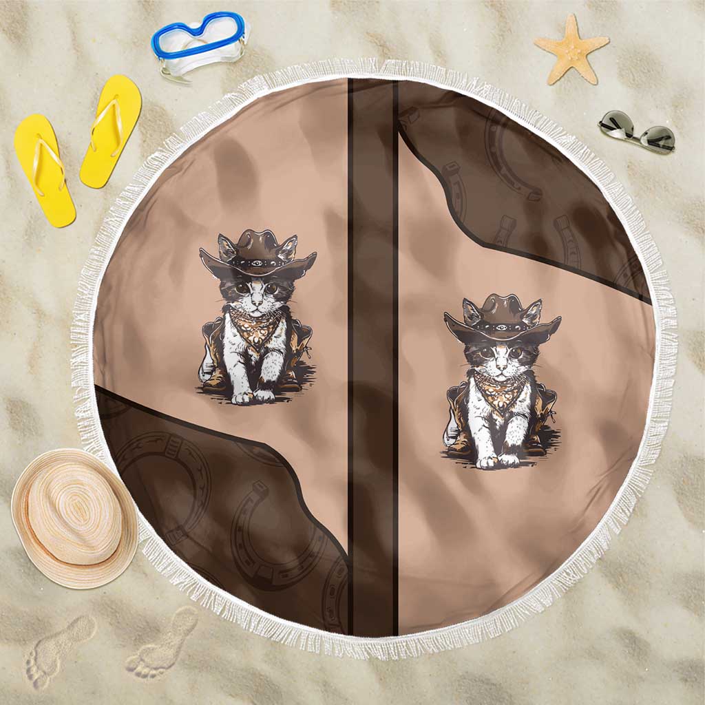 Cowcat Beach Blanket Cowboy Cat Meowdy Retro Western Yoke Brown - Wonder Print Shop