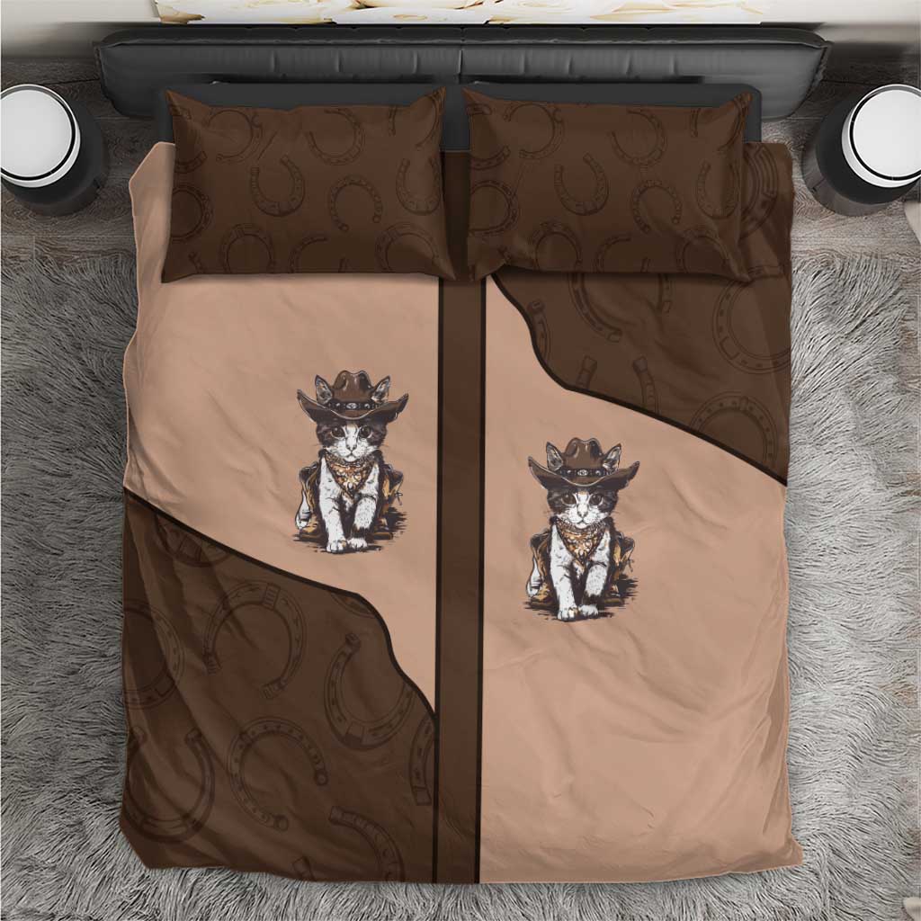 Cowcat Bedding Set Cowboy Cat Meowdy Retro Western Yoke Brown - Wonder Print Shop