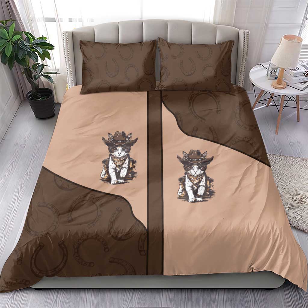 Cowcat Bedding Set Cowboy Cat Meowdy Retro Western Yoke Brown - Wonder Print Shop