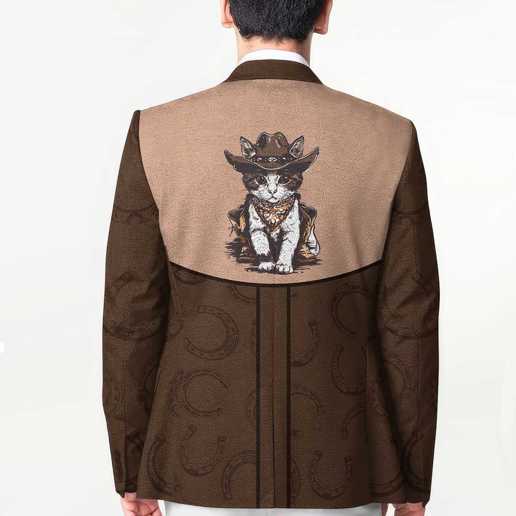 Cowcat Blazer Cowboy Cat Meowdy Retro Western Yoke Brown - Wonder Print Shop