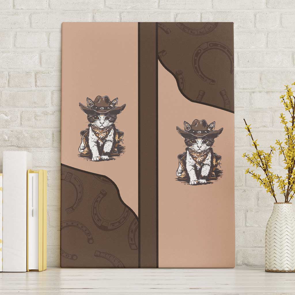 Cowcat Canvas Wall Art Cowboy Cat Meowdy Retro Western Yoke Brown - Wonder Print Shop