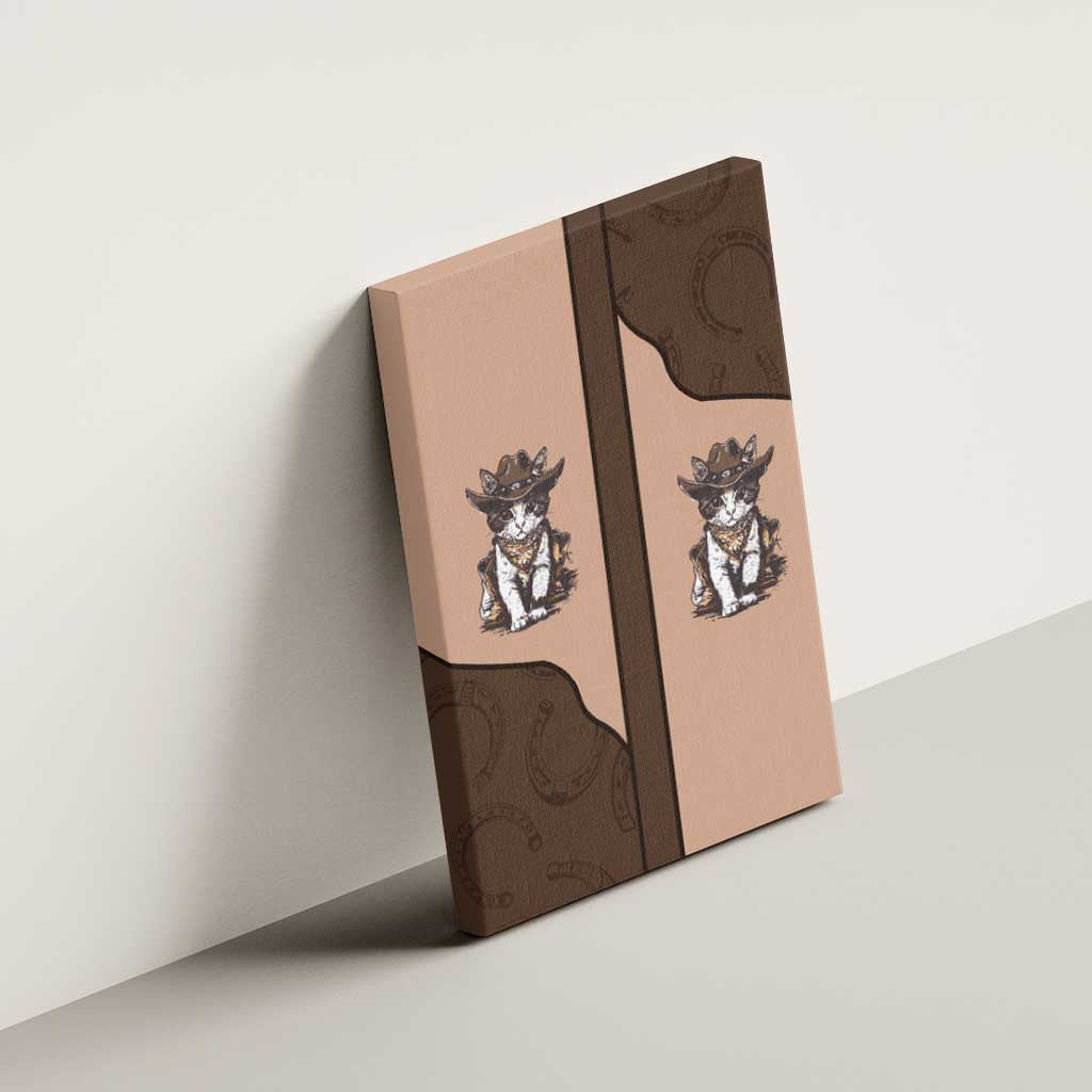 Cowcat Canvas Wall Art Cowboy Cat Meowdy Retro Western Yoke Brown - Wonder Print Shop