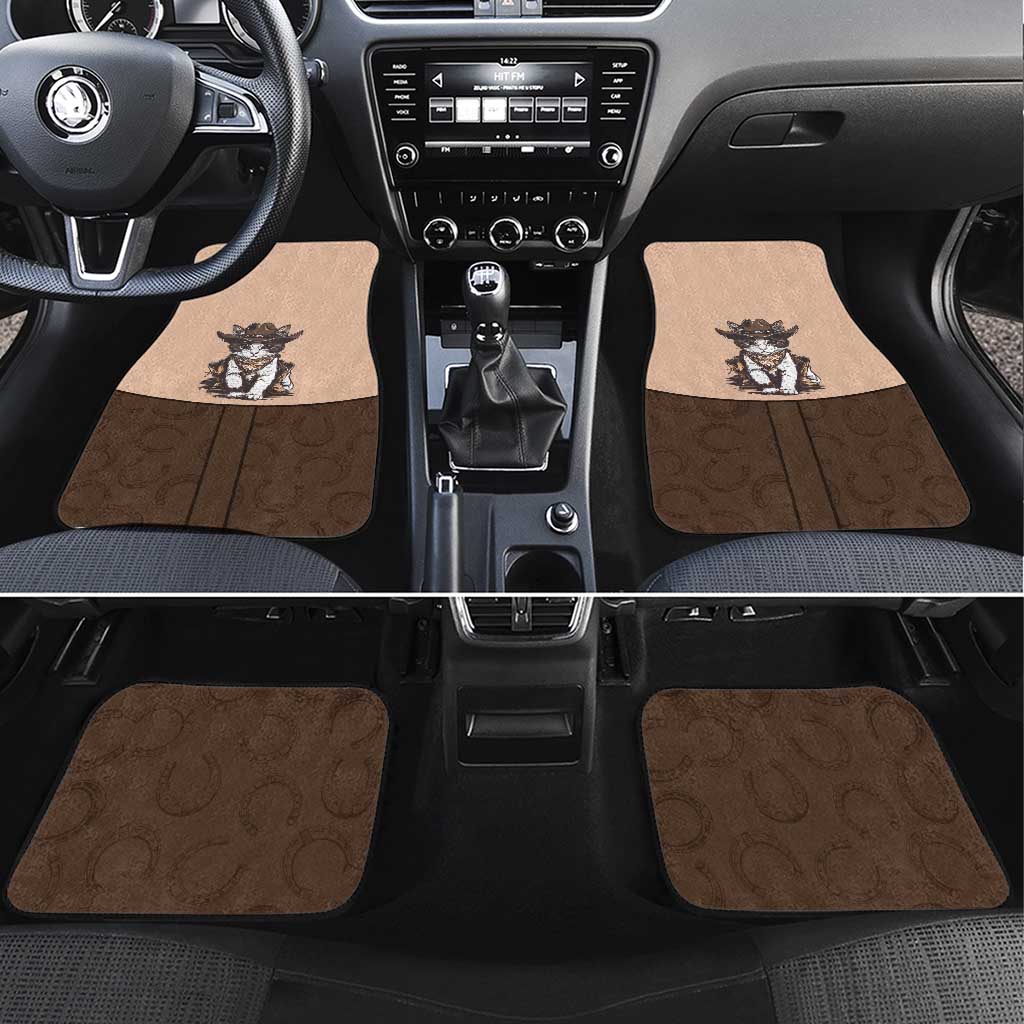 Cowcat Car Mats Cowboy Cat Meowdy Retro Western Yoke Brown - Wonder Print Shop