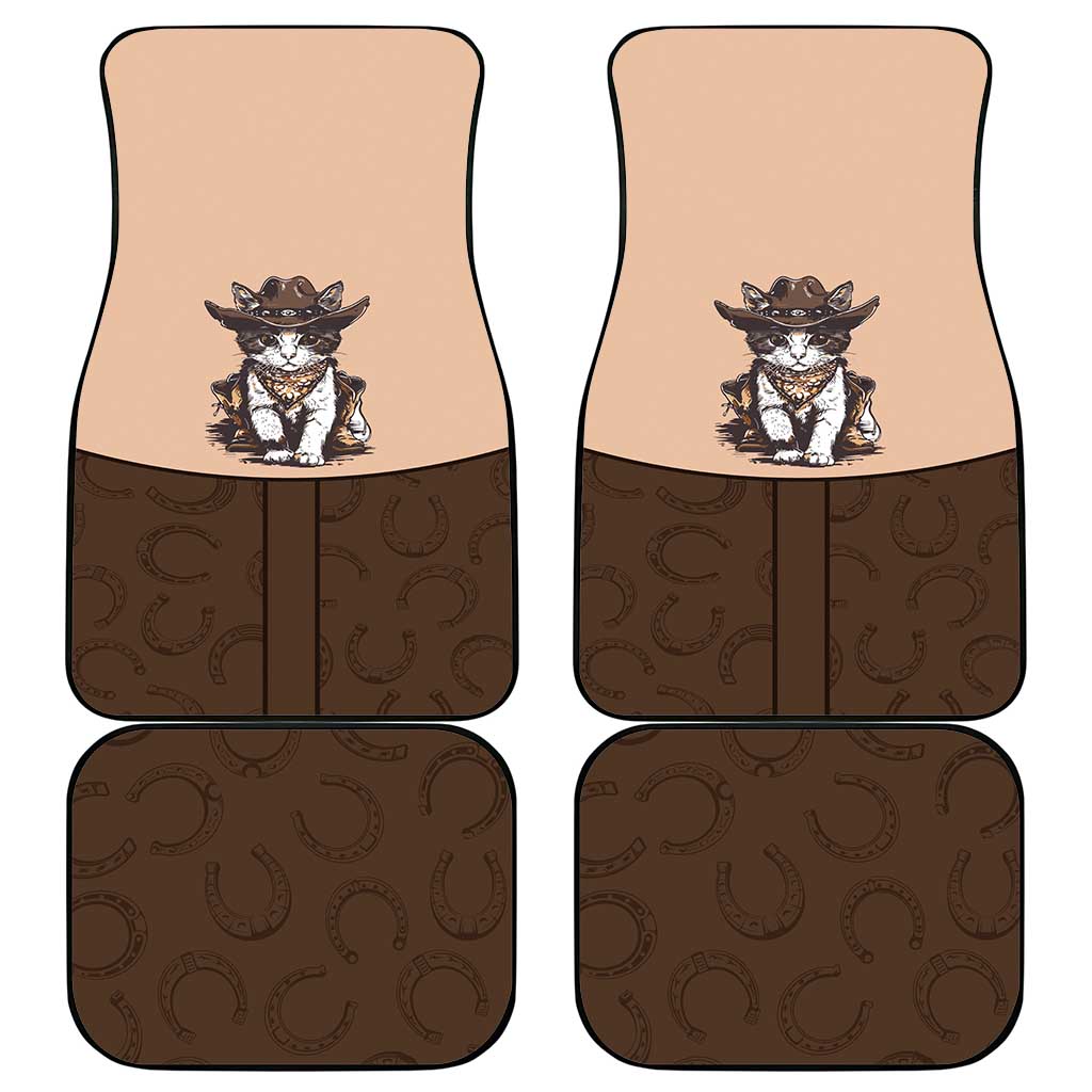 Cowcat Car Mats Cowboy Cat Meowdy Retro Western Yoke Brown - Wonder Print Shop