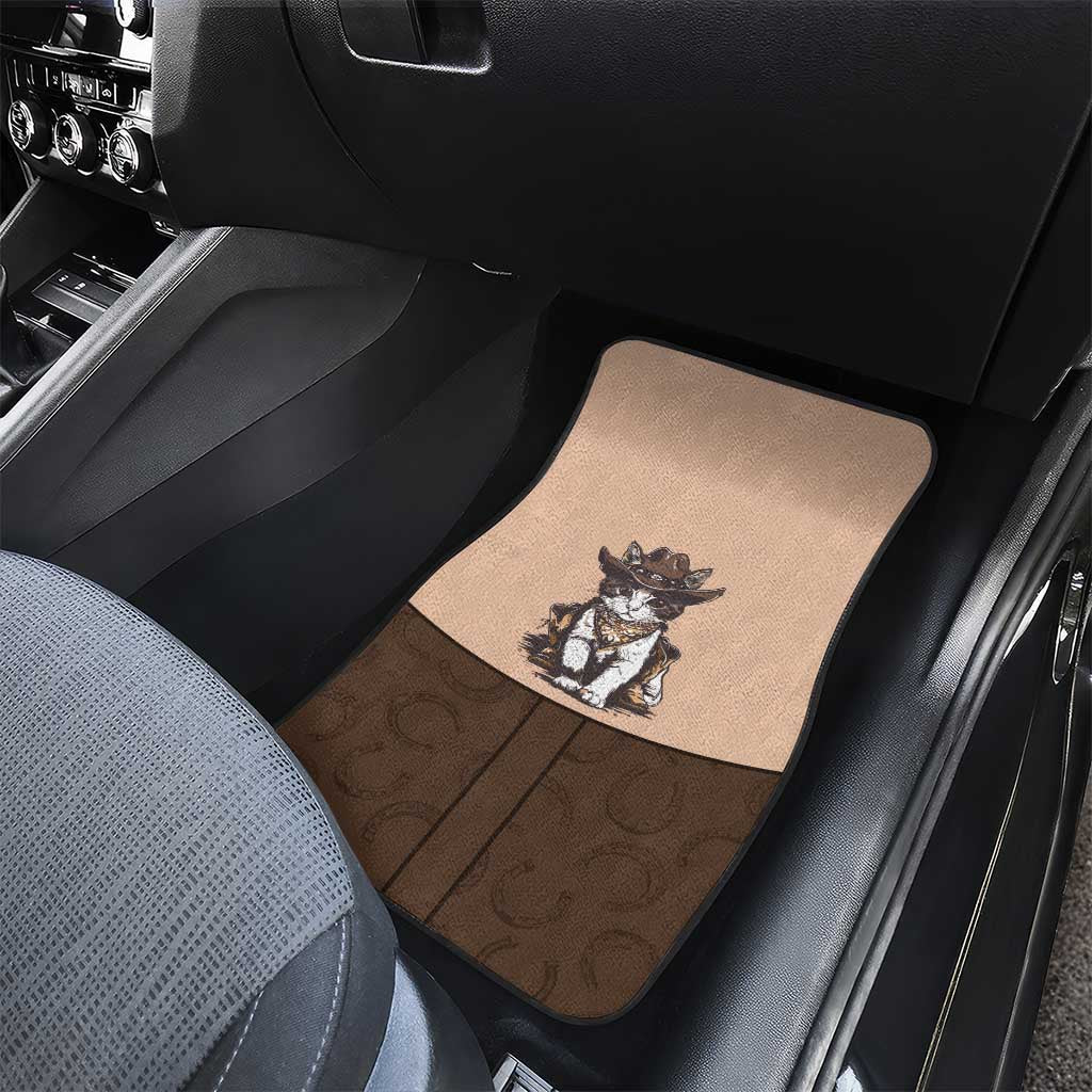 Cowcat Car Mats Cowboy Cat Meowdy Retro Western Yoke Brown - Wonder Print Shop
