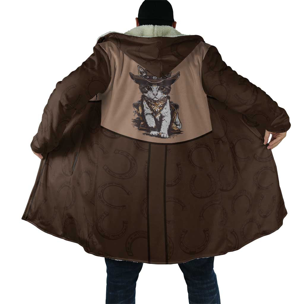 Cowcat Cloak Cowboy Cat Meowdy Retro Western Yoke Brown - Wonder Print Shop