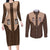 Cowcat Couples Matching Long Sleeve Bodycon Dress and Long Sleeve Button Shirt Cowboy Cat Meowdy Retro Western Yoke Brown - Wonder Print Shop