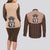Cowcat Couples Matching Long Sleeve Bodycon Dress and Long Sleeve Button Shirt Cowboy Cat Meowdy Retro Western Yoke Brown - Wonder Print Shop