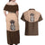 Cowcat Couples Matching Off Shoulder Maxi Dress and Hawaiian Shirt Cowboy Cat Meowdy Retro Western Yoke Brown - Wonder Print Shop