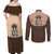 Cowcat Couples Matching Off Shoulder Maxi Dress and Long Sleeve Button Shirt Cowboy Cat Meowdy Retro Western Yoke Brown - Wonder Print Shop