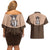 Cowcat Couples Matching Off Shoulder Short Dress and Hawaiian Shirt Cowboy Cat Meowdy Retro Western Yoke Brown - Wonder Print Shop