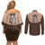Cowcat Couples Matching Off Shoulder Short Dress and Long Sleeve Button Shirt Cowboy Cat Meowdy Retro Western Yoke Brown - Wonder Print Shop