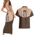 Cowcat Couples Matching Short Sleeve Bodycon Dress and Hawaiian Shirt Cowboy Cat Meowdy Retro Western Yoke Brown - Wonder Print Shop