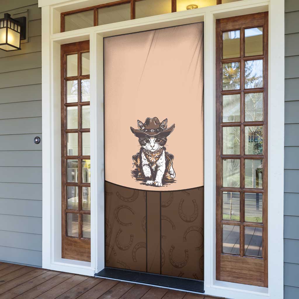 Cowcat Door Cover Cowboy Cat Meowdy Retro Western Yoke Brown - Wonder Print Shop