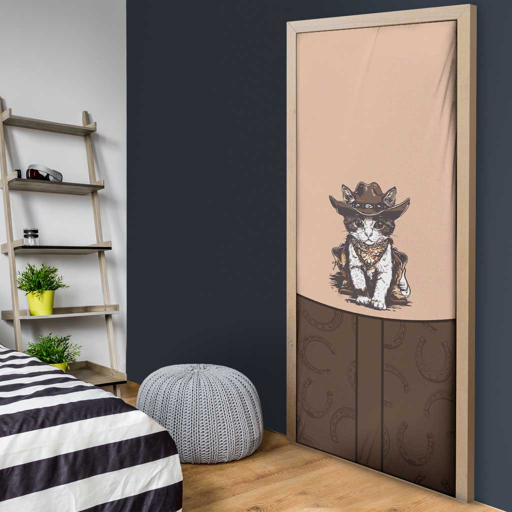 Cowcat Door Cover Cowboy Cat Meowdy Retro Western Yoke Brown - Wonder Print Shop