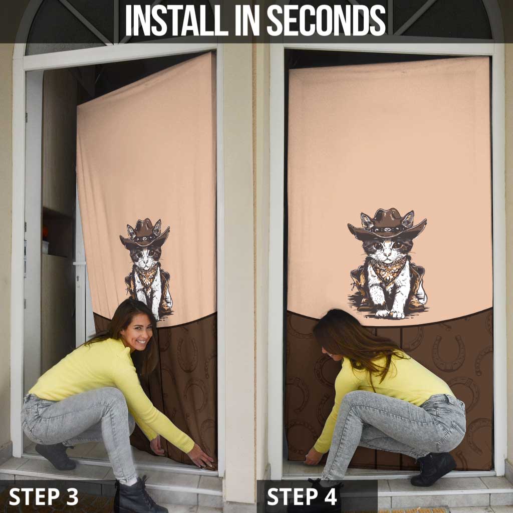 Cowcat Door Cover Cowboy Cat Meowdy Retro Western Yoke Brown - Wonder Print Shop