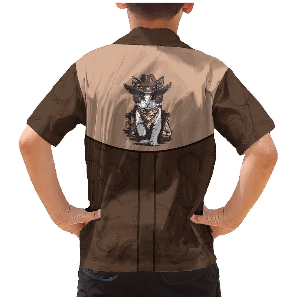 Cowcat Family Matching Mermaid Dress and Hawaiian Shirt Cowboy Cat Meowdy Retro Western Yoke Brown - Wonder Print Shop