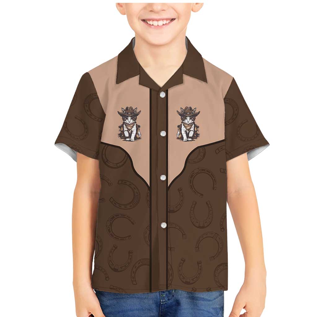Cowcat Family Matching Mermaid Dress and Hawaiian Shirt Cowboy Cat Meowdy Retro Western Yoke Brown - Wonder Print Shop