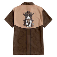 Cowcat Family Matching Off Shoulder Maxi Dress and Hawaiian Shirt Cowboy Cat Meowdy Retro Western Yoke Brown - Wonder Print Shop