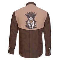 Cowcat Family Matching Off Shoulder Maxi Dress and Hawaiian Shirt Cowboy Cat Meowdy Retro Western Yoke Brown - Wonder Print Shop