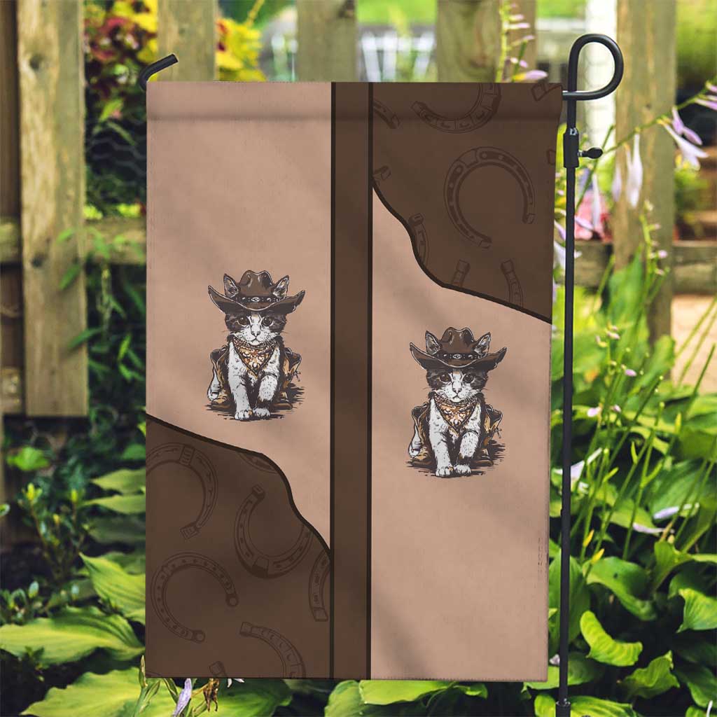 Cowcat Garden Flag Cowboy Cat Meowdy Retro Western Yoke Brown - Wonder Print Shop