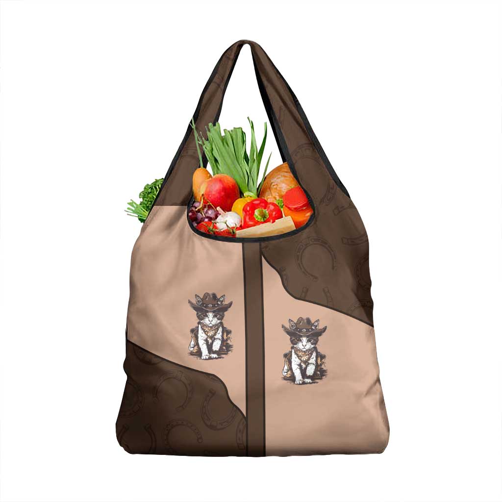 Cowcat Grocery Bag Cowboy Cat Meowdy Retro Western Yoke Brown - Wonder Print Shop