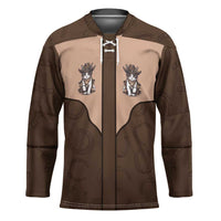 Cowcat Hockey Jersey Cowboy Cat Meowdy Retro Western Yoke Brown - Wonder Print Shop