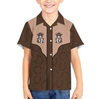 Cowcat Kid Hawaiian Shirt Cowboy Cat Meowdy Retro Western Yoke Brown - Wonder Print Shop