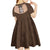 Cowcat Kid Short Sleeve Dress Cowboy Cat Meowdy Retro Western Yoke Brown - Wonder Print Shop