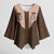 Cowcat Kimono Sleeve Blouse Cowboy Cat Meowdy Retro Western Yoke Brown - Wonder Print Shop