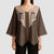 Cowcat Kimono Sleeve Blouse Cowboy Cat Meowdy Retro Western Yoke Brown - Wonder Print Shop