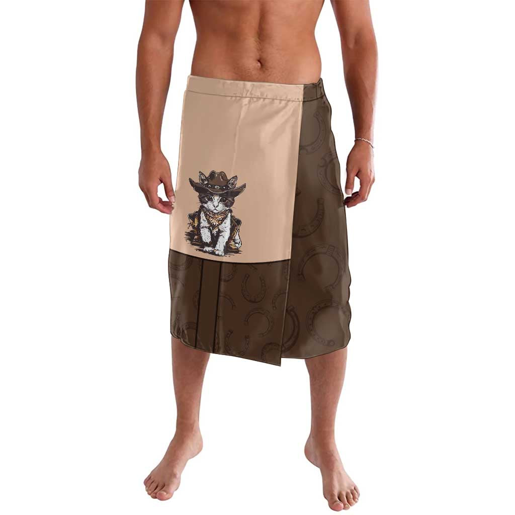 Cowcat Lavalava Cowboy Cat Meowdy Retro Western Yoke Brown - Wonder Print Shop