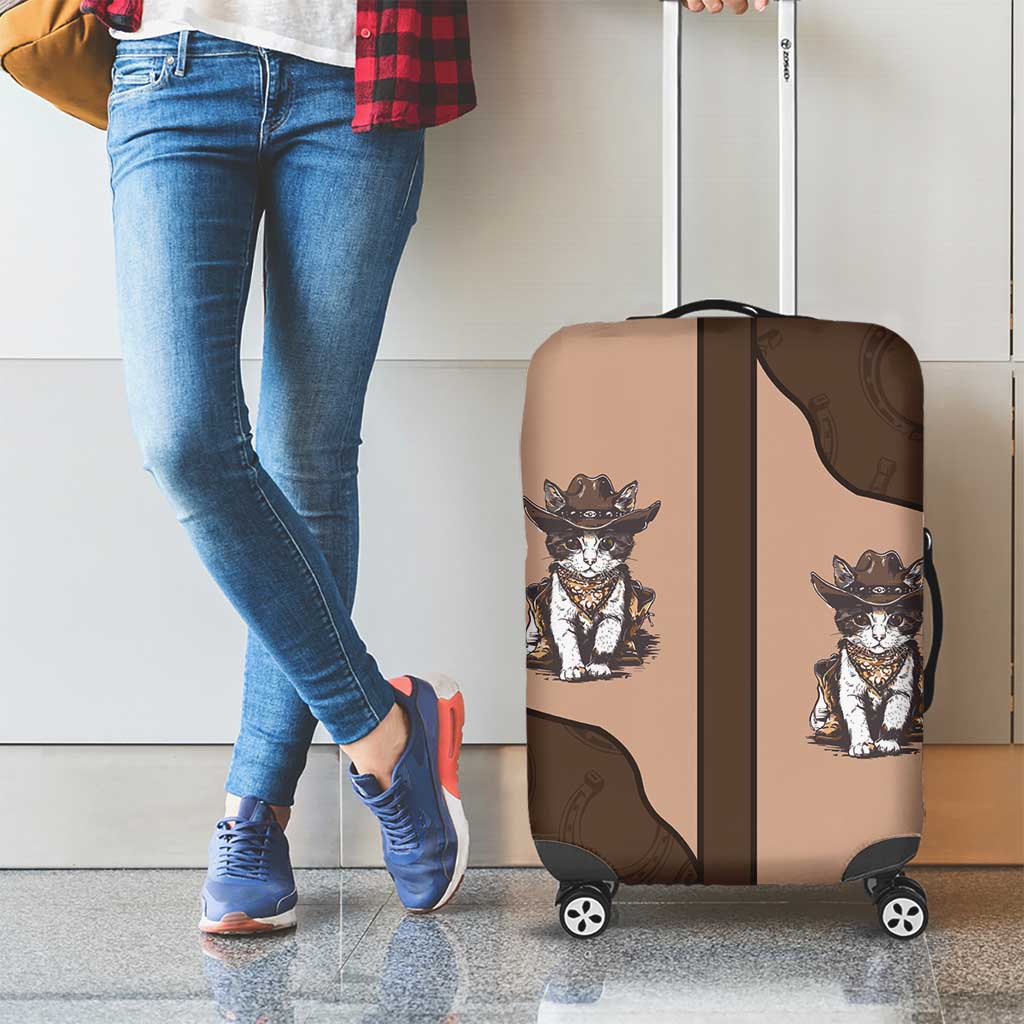 Cowcat Luggage Cover Cowboy Cat Meowdy Retro Western Yoke Brown - Wonder Print Shop