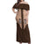 Cowcat Off Shoulder Maxi Dress Cowboy Cat Meowdy Retro Western Yoke Brown - Wonder Print Shop