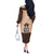 Cowcat Off The Shoulder Long Sleeve Dress Cowboy Cat Meowdy Retro Western Yoke Brown - Wonder Print Shop