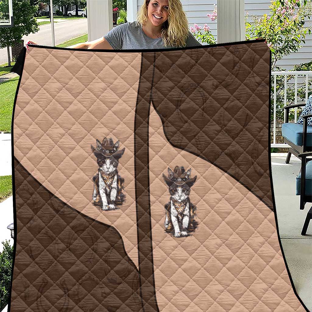 Cowcat Quilt Cowboy Cat Meowdy Retro Western Yoke Brown - Wonder Print Shop