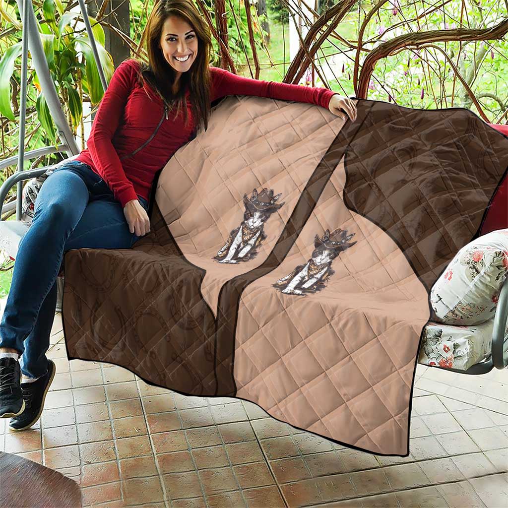 Cowcat Quilt Cowboy Cat Meowdy Retro Western Yoke Brown - Wonder Print Shop