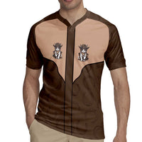 Cowcat Rugby Jersey Cowboy Cat Meowdy Retro Western Yoke Brown - Wonder Print Shop