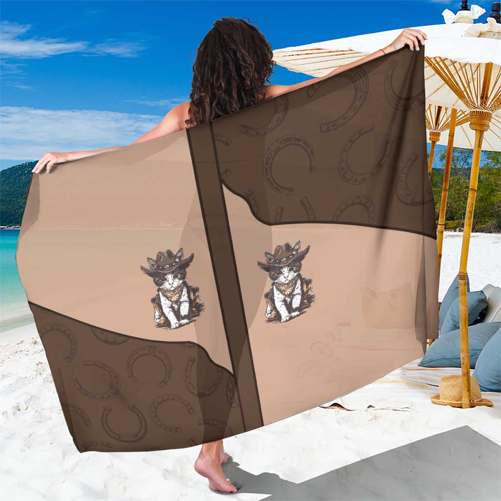 Cowcat Sarong Cowboy Cat Meowdy Retro Western Yoke Brown - Wonder Print Shop