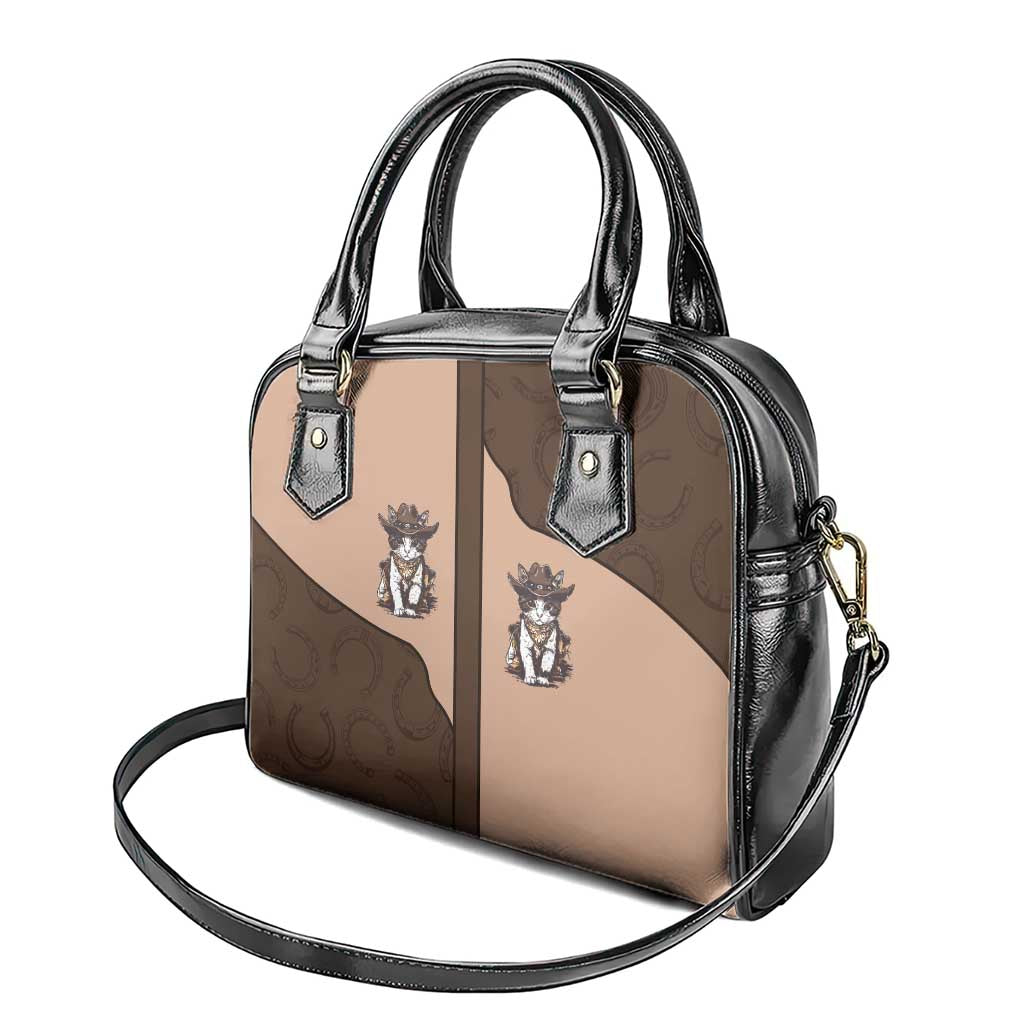 Cowcat Shoulder Handbag Cowboy Cat Meowdy Retro Western Yoke Brown - Wonder Print Shop