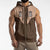Cowcat Sleeveless Zip Hoodie Cowboy Cat Meowdy Retro Western Yoke Brown - Wonder Print Shop